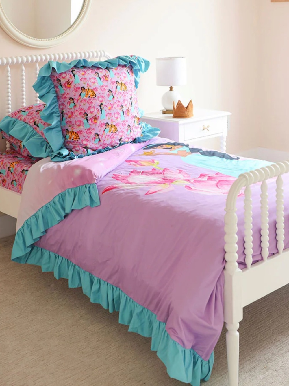 Posh Peanut Disney Princess Jasmine Ruffled Euro Pillow Sham Cover/ Bedding